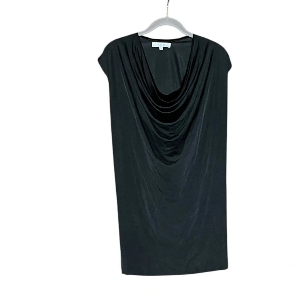 IRO Carrie Black Drape Front Sleeveless Club Party Mini Dress Except Cond Med